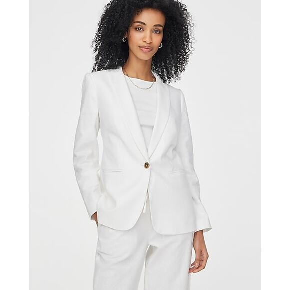 J. Crew Women's Alexandra Blazer in Stretch Linen Blend White Size 6 Petie NWT - Picture 1 of 10